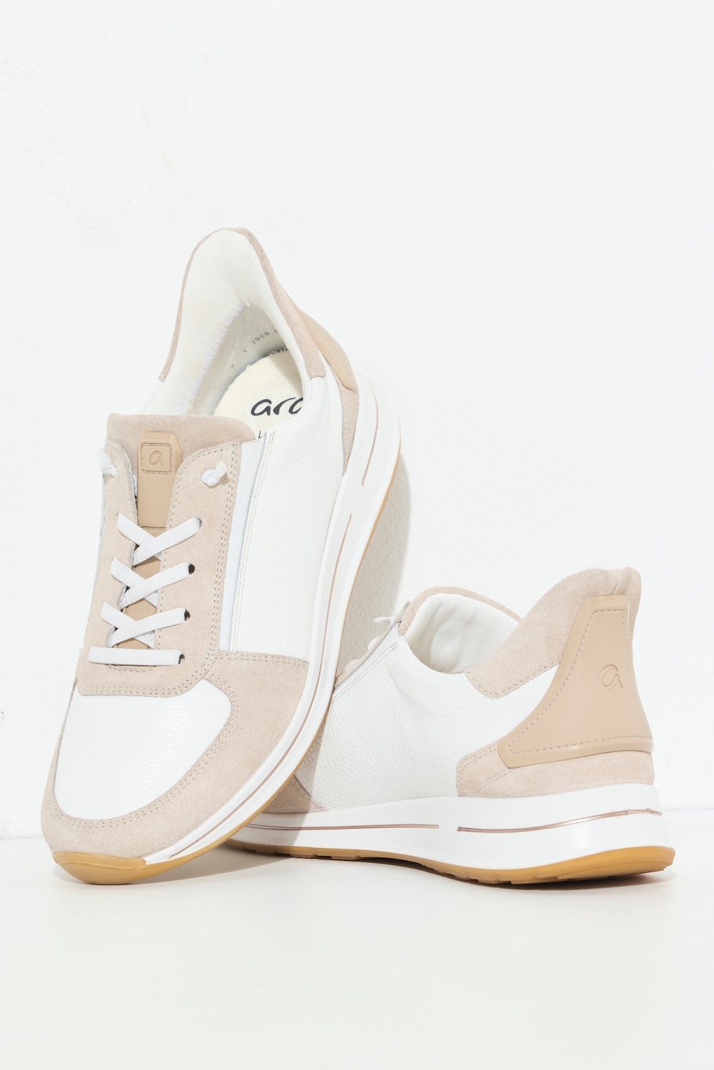 Große Größen Ara Leder-Sneaker, Damen, beige, Größe: 39, Sonstige/Leder, Ulla Popken von Ulla Popken