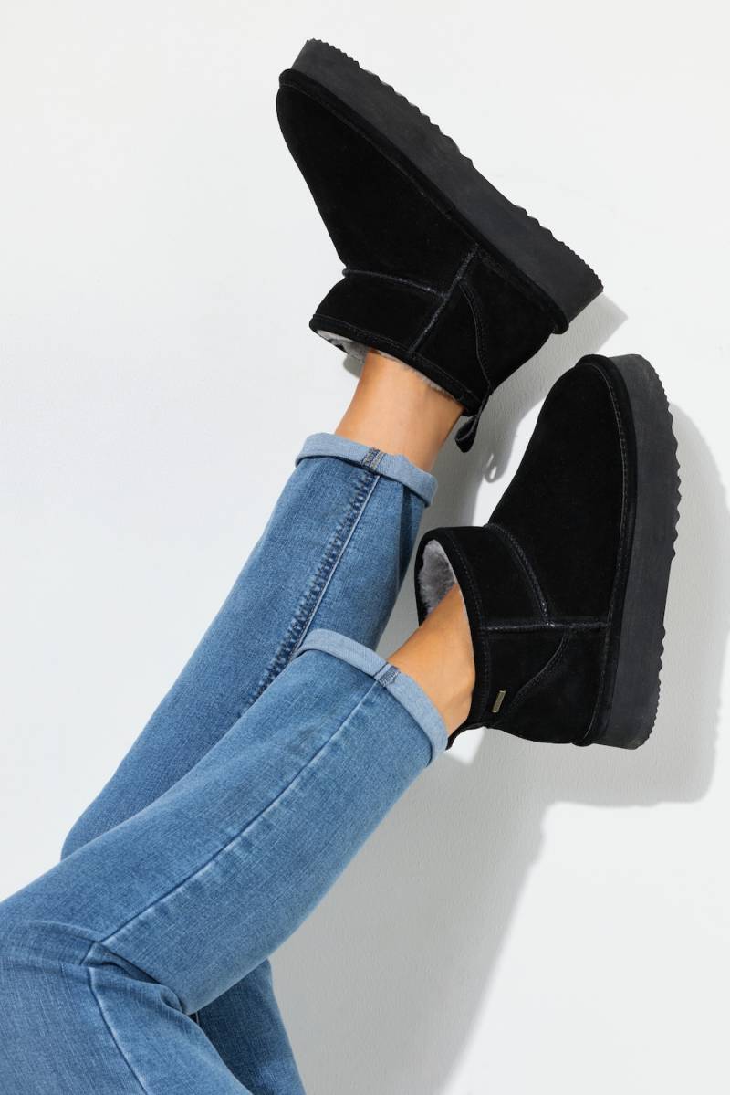 Große Größen Axelda Lammfell-Boots, Damen, schwarz, Größe: 45, Wolle/Leder, Ulla Popken von Ulla Popken