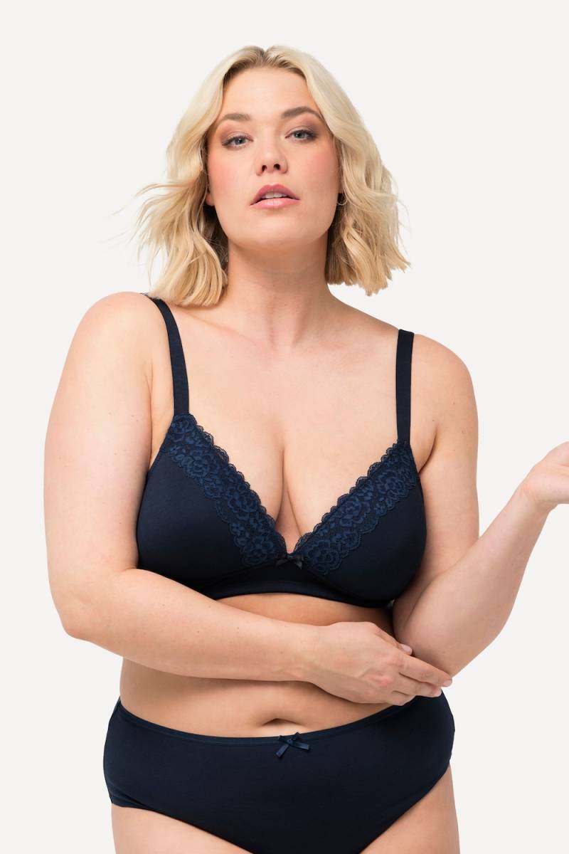 Große Größen BH, Damen, blau, Größe: 90A, Synthetische Fasern/Baumwolle/Elasthan, Ulla Popken von Ulla Popken