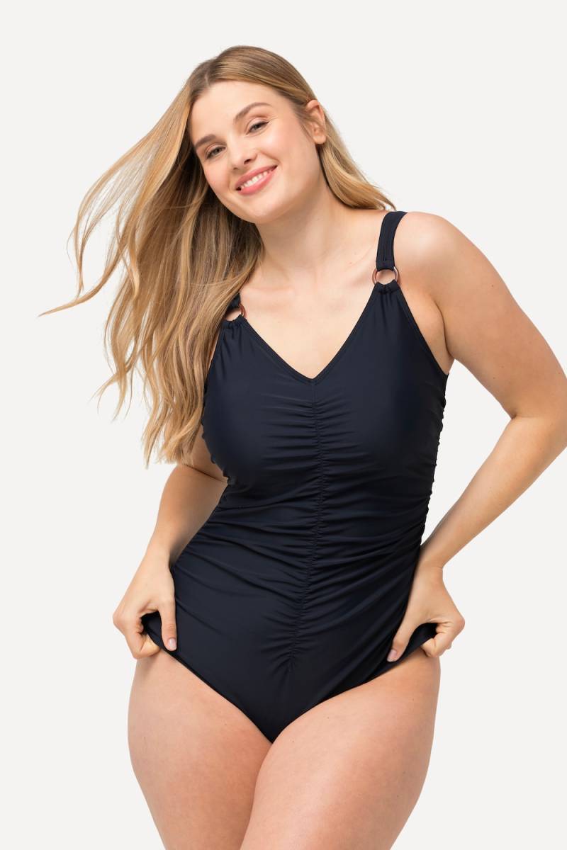 Große Größen Badeanzug, Damen, blau, Größe: 58, Synthetische Fasern/Elasthan, Ulla Popken von Ulla Popken