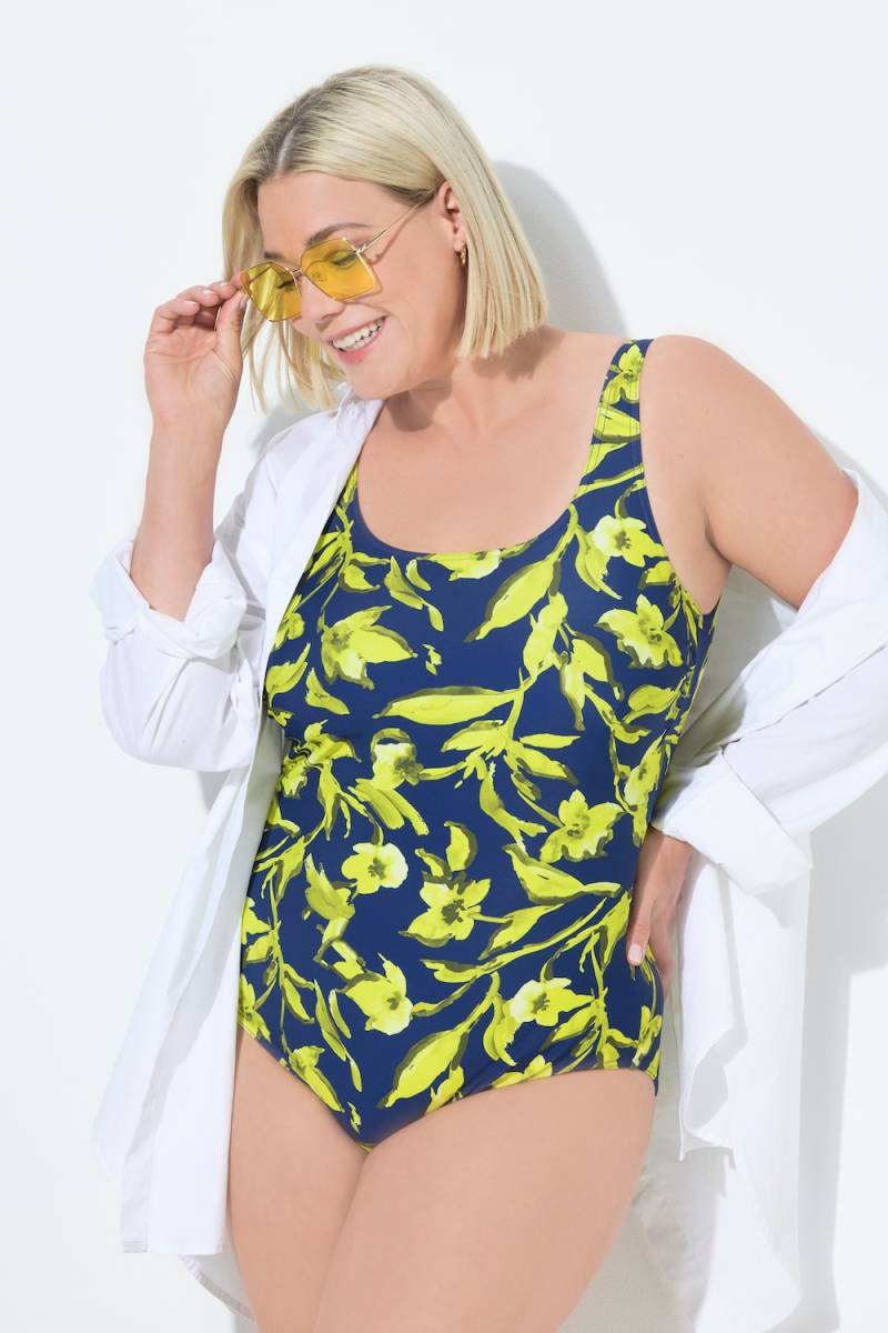 Große Größen Badeanzug, Damen, blau, Größe: 58/60, Polyester/Synthetische Fasern/Elasthan, Ulla Popken von Ulla Popken