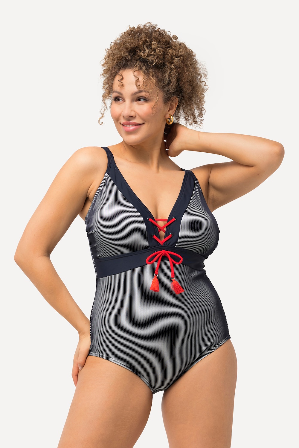 Große Größen Badeanzug, Damen, blau, Größe: 60, Synthetische Fasern/Polyester/Elasthan, Ulla Popken von Ulla Popken