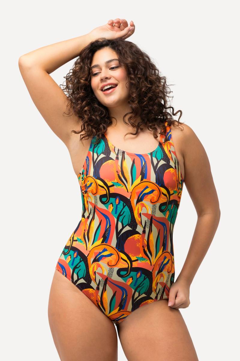 Große Größen Badeanzug, Damen, orange, Größe: 54/56, Polyester/Elasthan, Ulla Popken von Ulla Popken