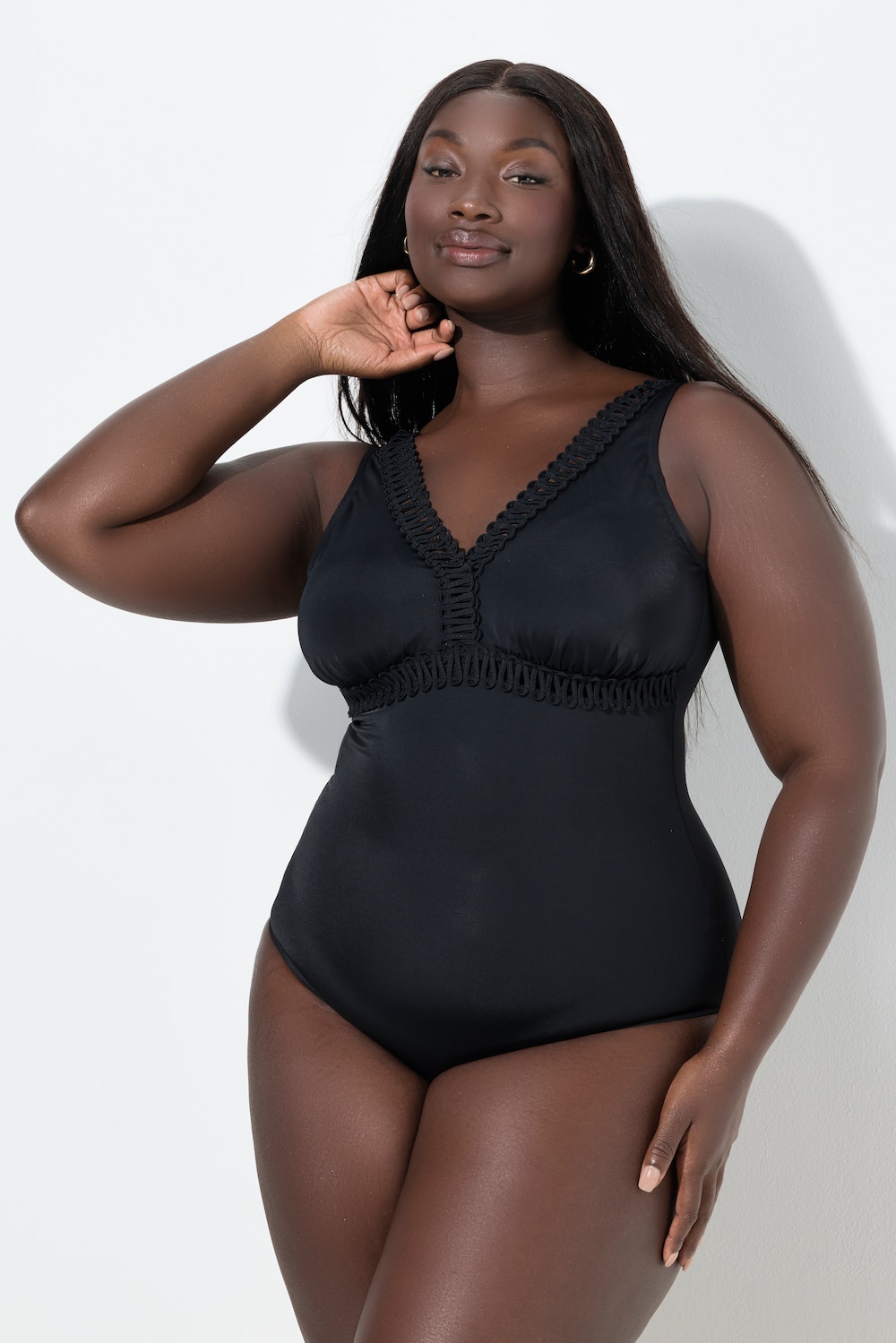 Große Größen Badeanzug, Damen, schwarz, Größe: 44, Polyester/Elasthan, Ulla Popken von Ulla Popken