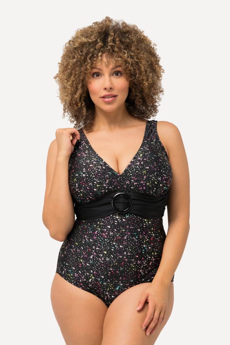 Große Größen Badeanzug, Damen, schwarz, Größe: 62/64, Polyester/Synthetische Fasern/Elasthan, Ulla Popken von Ulla Popken