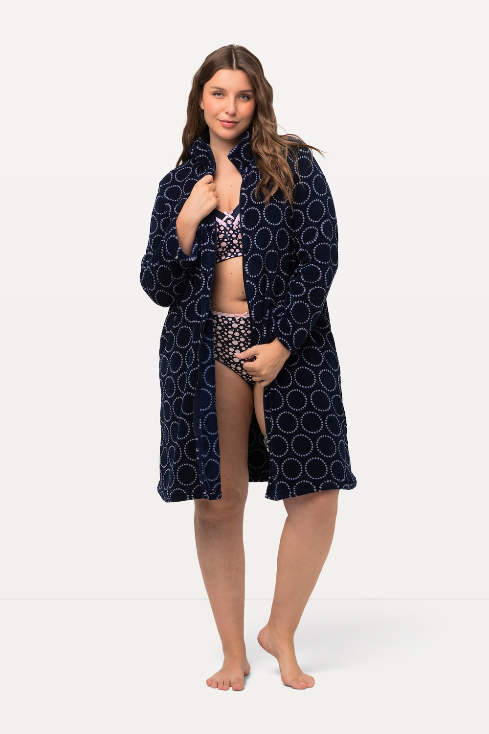 Große Größen Bademantel, Damen, blau, Größe: 42/44, Polyester, Ulla Popken von Ulla Popken