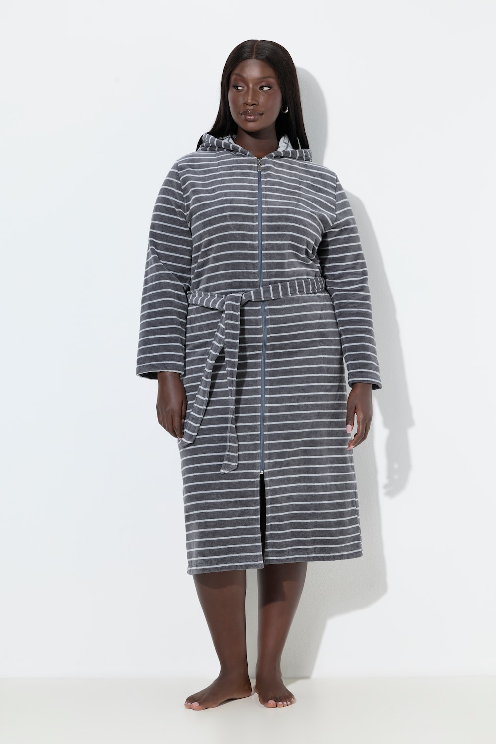 Große Größen Bademantel, Damen, grau, Größe: 50/52, Baumwolle, Ulla Popken von Ulla Popken