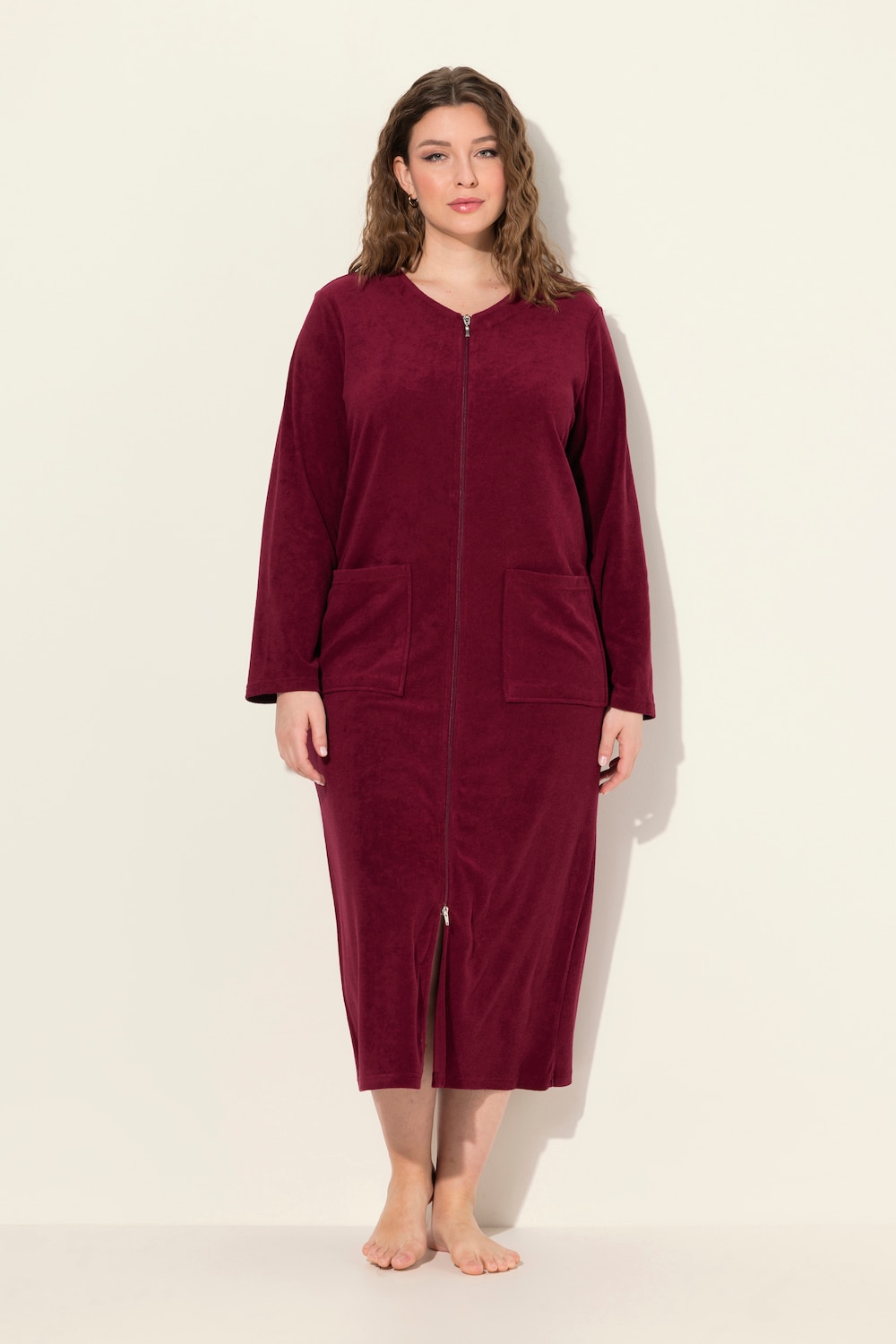 Große Größen Bademantel, Damen, rot, Größe: 50/52, Baumwolle/Polyester, Ulla Popken von Ulla Popken