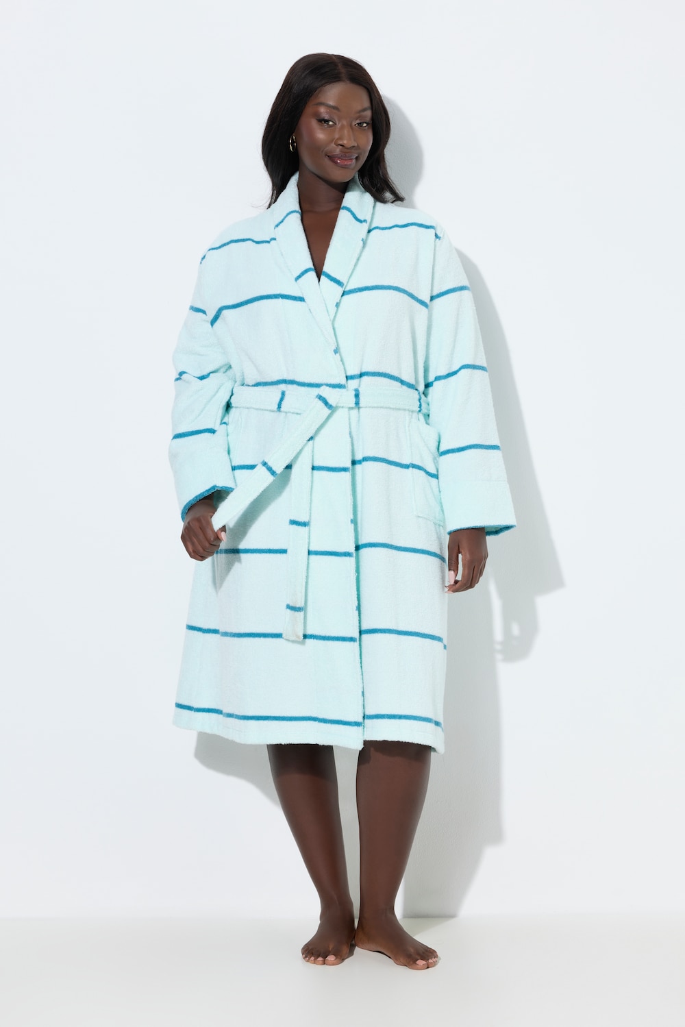 Große Größen Bademantel, Damen, türkis, Größe: 58/60, Baumwolle, Ulla Popken von Ulla Popken