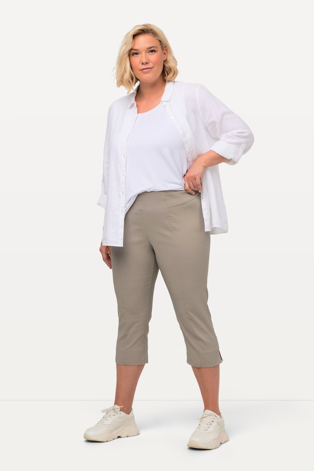 Große Größen Bengalin-Capri, Damen, beige, Größe: 58, Viskose/Synthetische Fasern, Ulla Popken von Ulla Popken