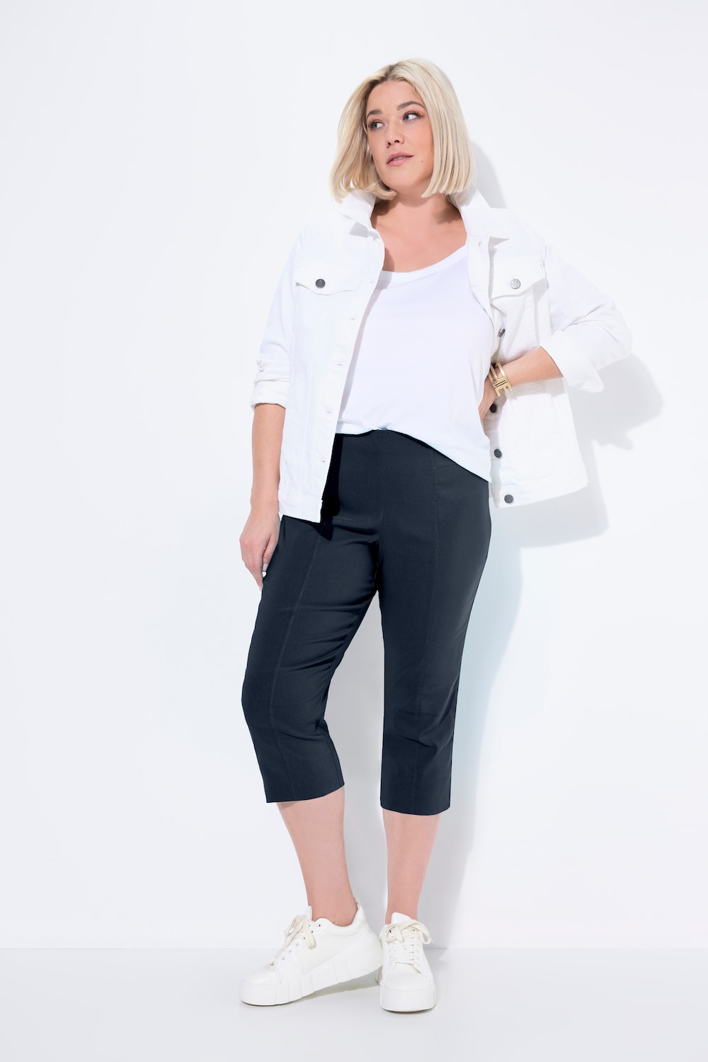 Große Größen Bengalin-Capri, Damen, blau, Größe: 46, Viskose/Synthetische Fasern, Ulla Popken von Ulla Popken