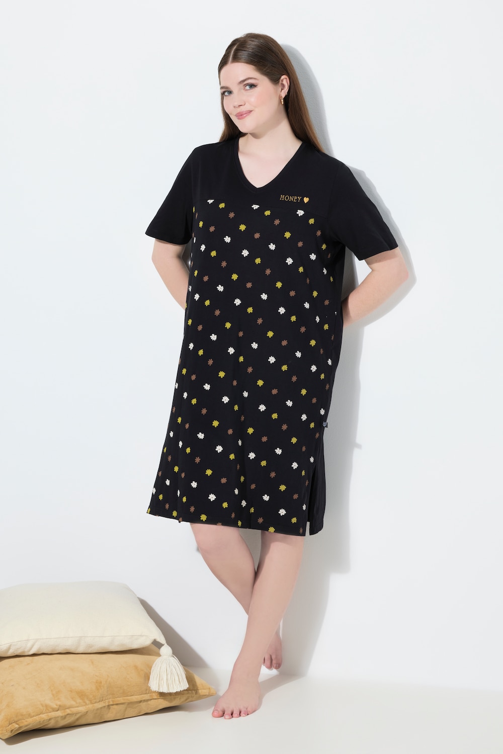 Große Größen Bigshirt, Damen, schwarz, Größe: 42/44, Baumwolle, Ulla Popken von Ulla Popken