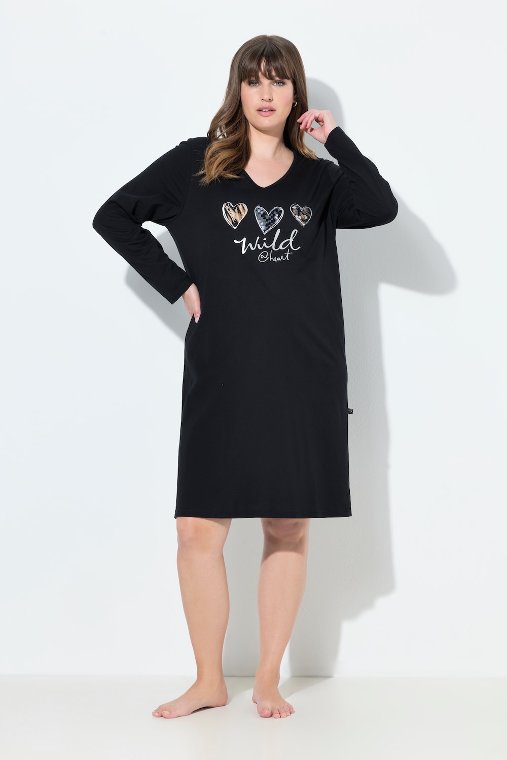 Große Größen Bigshirt, Damen, schwarz, Größe: 54/56, Baumwolle, Ulla Popken von Ulla Popken