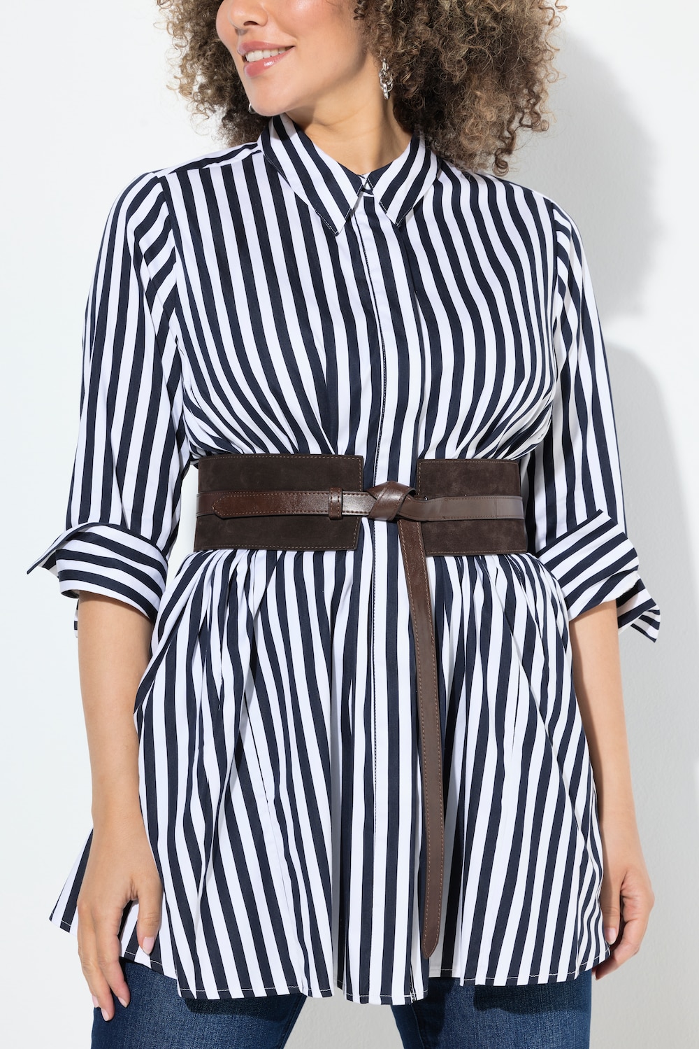 Große Größen Bindegürtel, Damen, braun, Größe: One Size, Leder, Ulla Popken von Ulla Popken