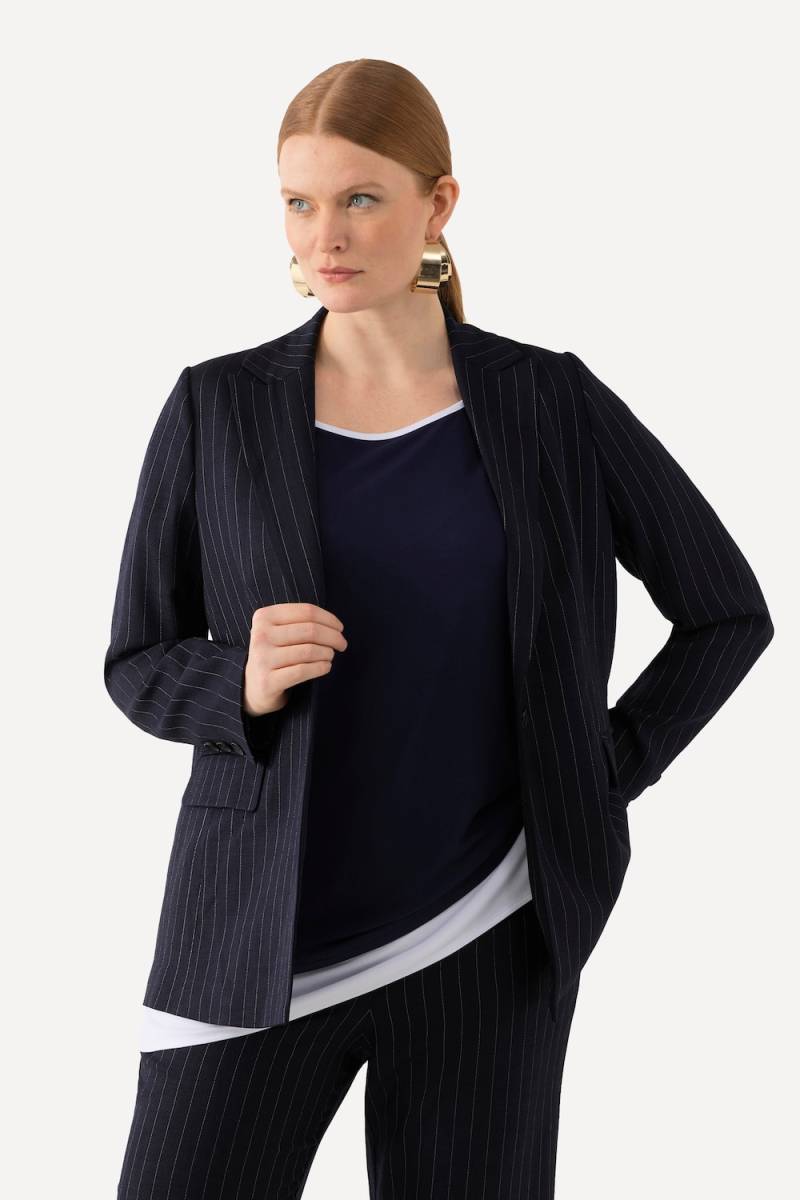 Große Größen Blazer, Damen, blau, Größe: 46, Kunstseide/Viskose/Polyester, Ulla Popken von Ulla Popken