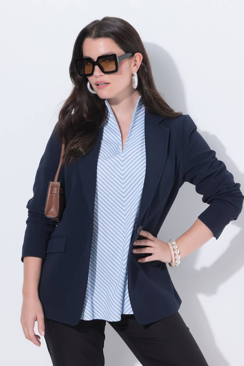 Große Größen Blazer, Damen, blau, Größe: 46, Kunstseide/Viskose/Polyester, Ulla Popken von Ulla Popken