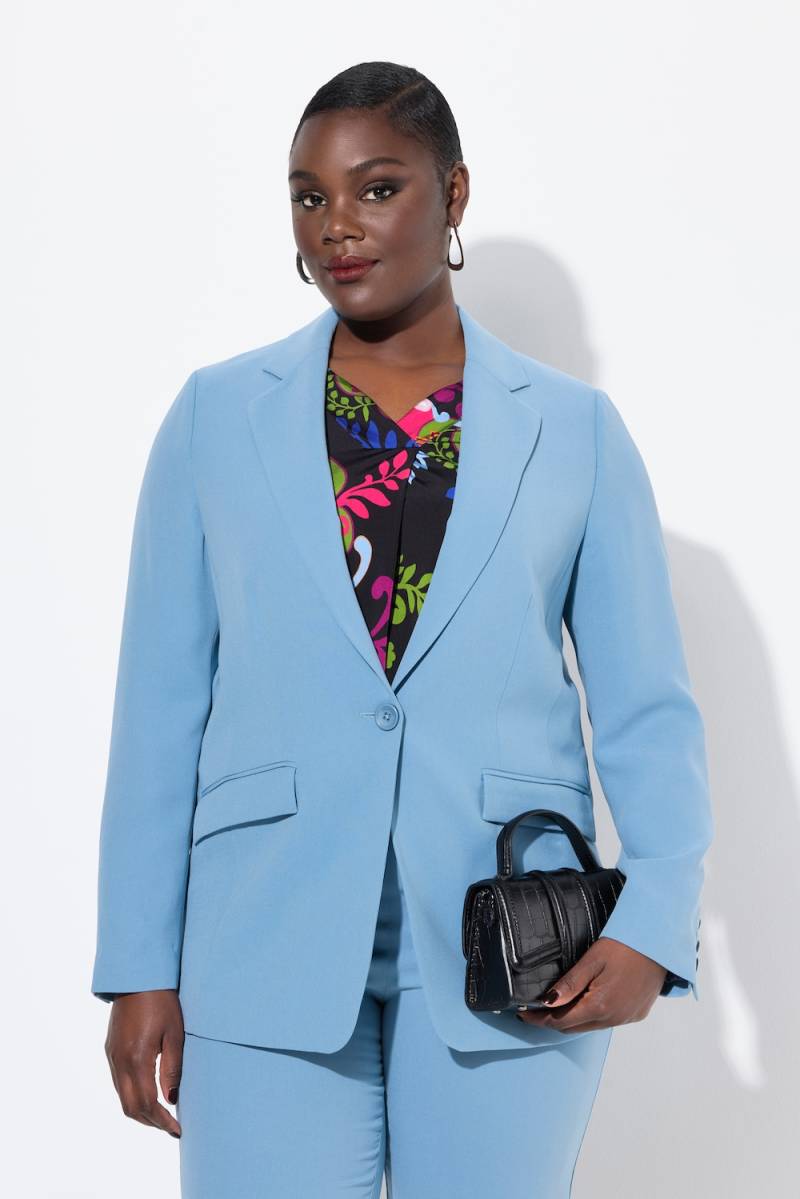 Große Größen Blazer, Damen, blau, Größe: 50, Kunstseide/Viskose/Polyester, Ulla Popken von Ulla Popken