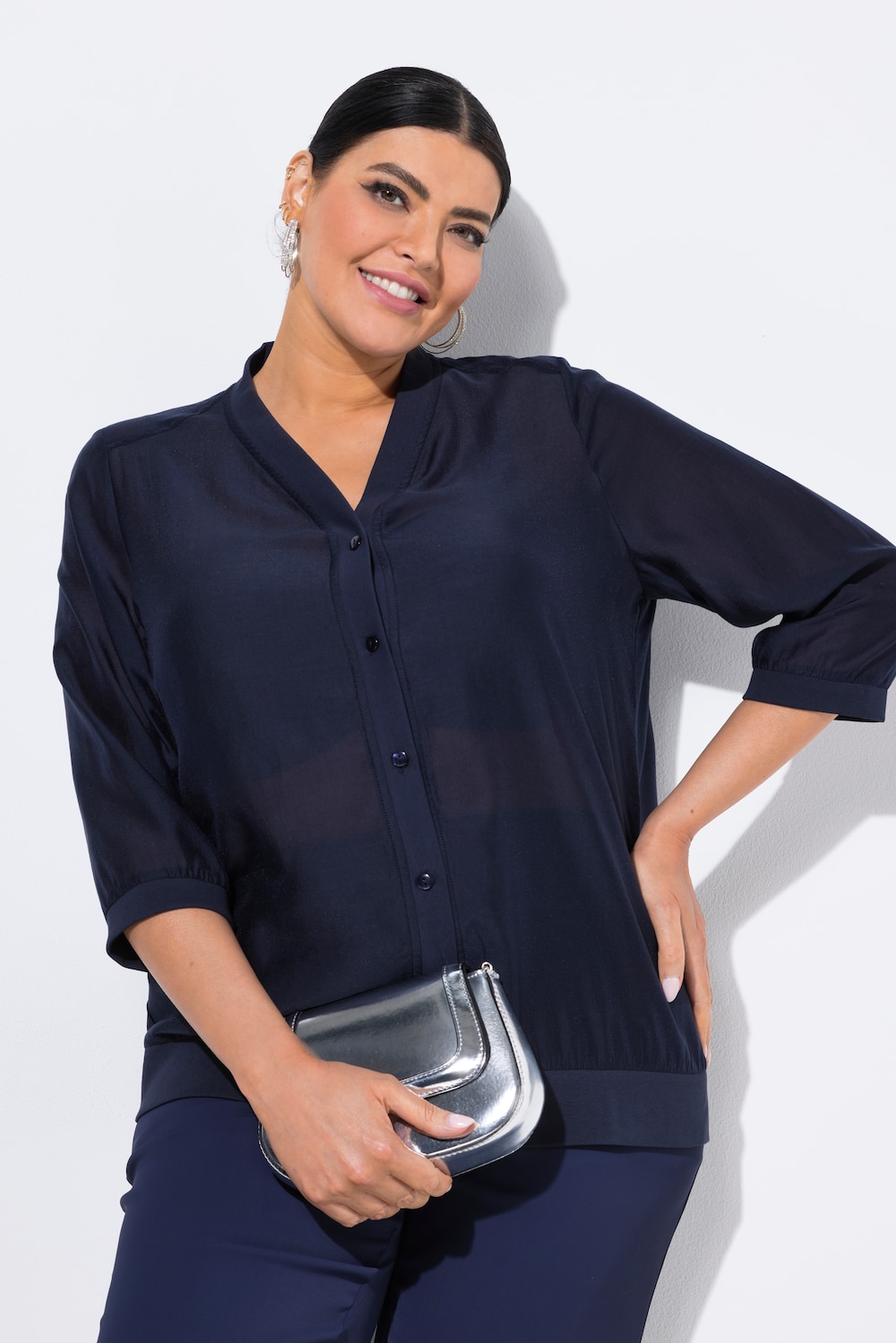 Große Größen Blouson, Damen, blau, Größe: 54/56, Synthetische Fasern/Polyester, Ulla Popken von Ulla Popken