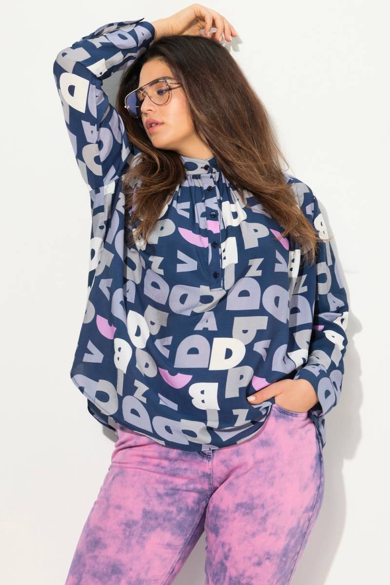 Große Größen Bluse, Damen, blau, Größe: 42/44, Viskose/Synthetische Fasern, Ulla Popken von Ulla Popken
