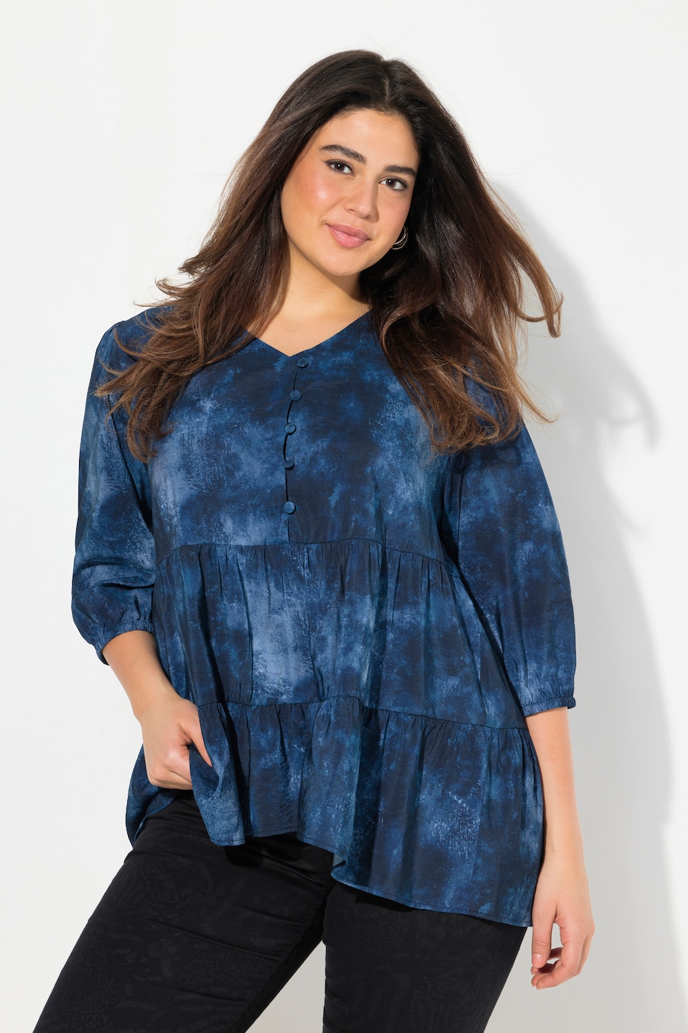 Große Größen Bluse, Damen, blau, Größe: 42/44, Viskose/Synthetische Fasern, Ulla Popken von Ulla Popken