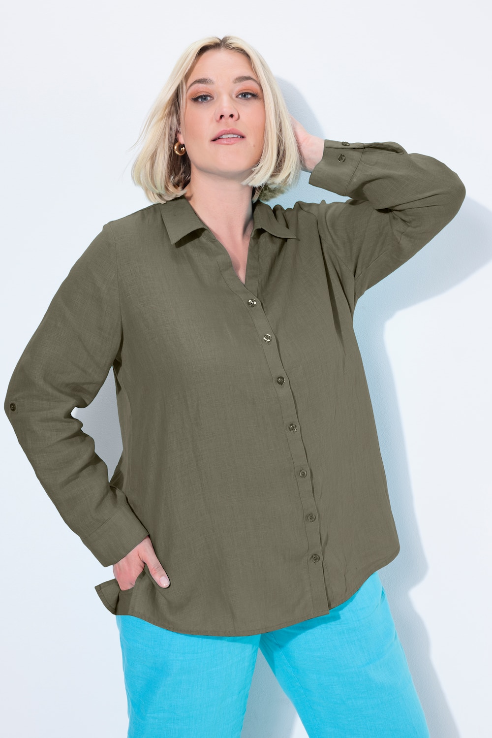 Große Größen Bluse, Damen, grün, Größe: 54/56, Leinen, Ulla Popken Große Größen Bluse, Damen, grün, Größe: 54/56, Leinen, Ulla Popken von Ulla Popken