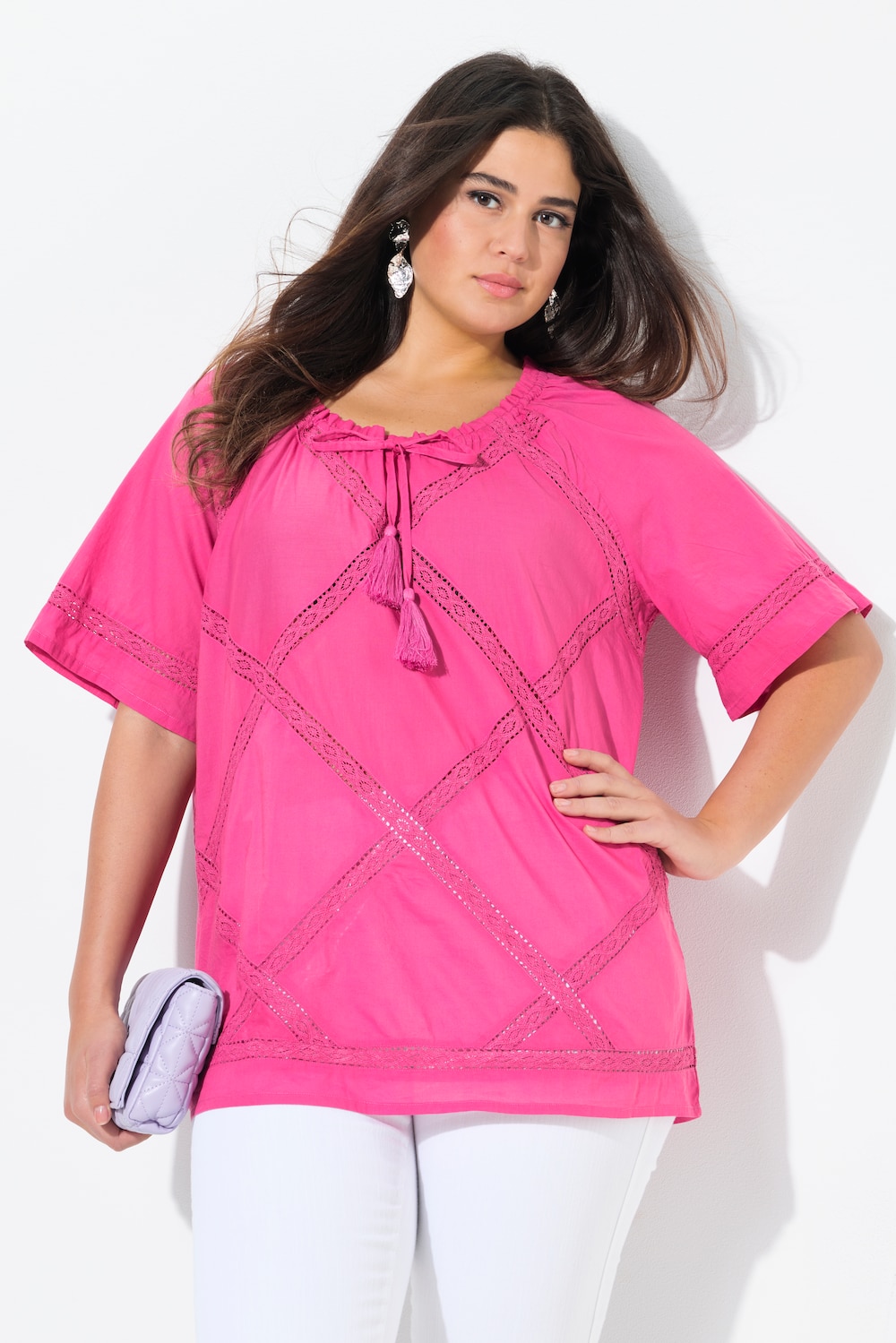 Große Größen Bluse, Damen, rosa, Größe: 42/44, Baumwolle, Ulla Popken von Ulla Popken