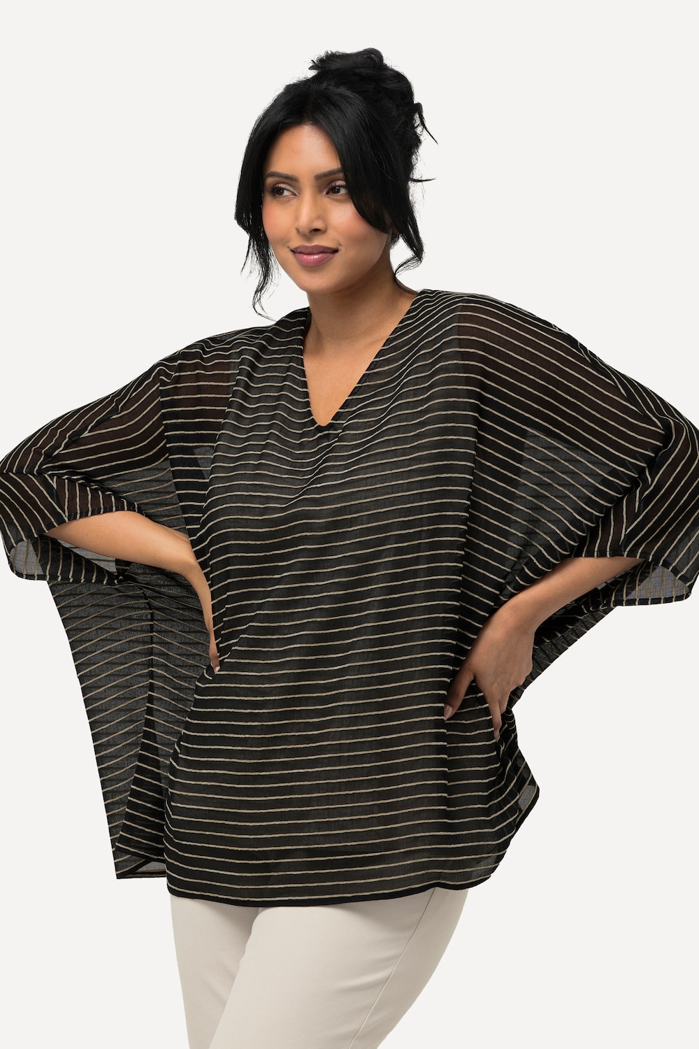 Große Größen Bluse, Damen, schwarz, Größe: 42/44, Baumwolle/Viskose/Polyester, Ulla Popken von Ulla Popken