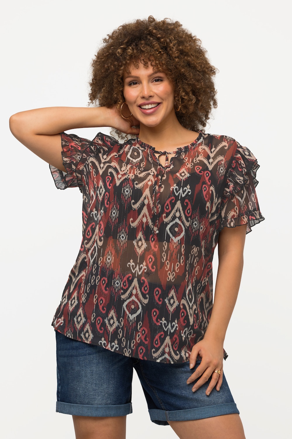 Große Größen Bluse, Damen, schwarz, Größe: 46/48, Polyester, Ulla Popken von Ulla Popken