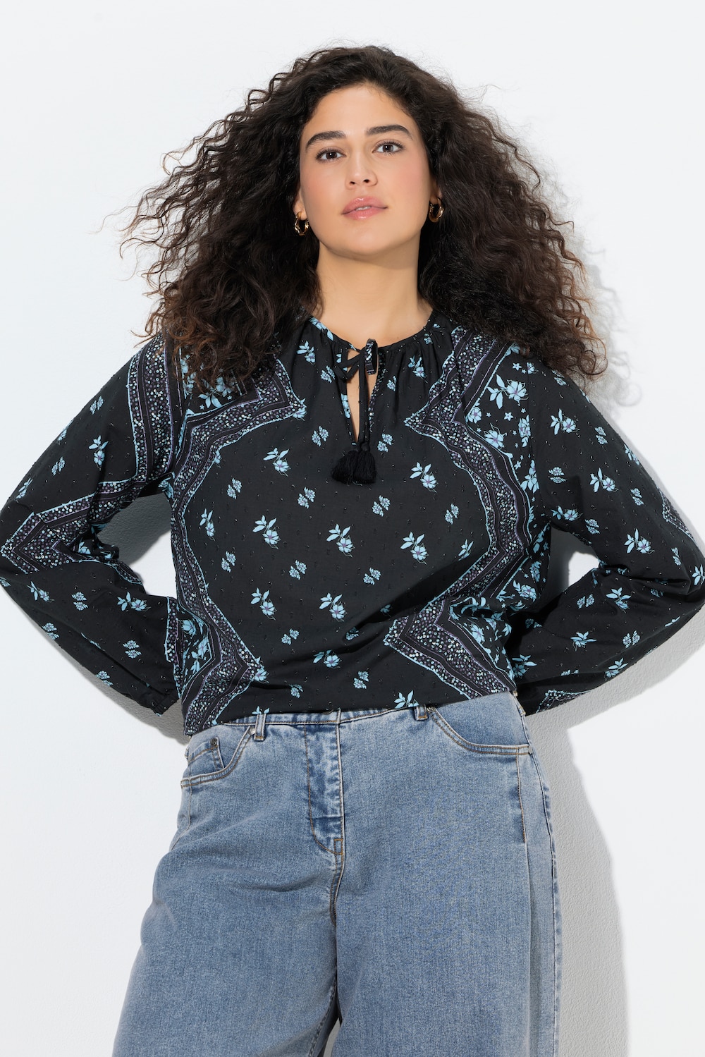 Große Größen Bluse, Damen, schwarz, Größe: 54/56, Baumwolle, Ulla Popken von Ulla Popken