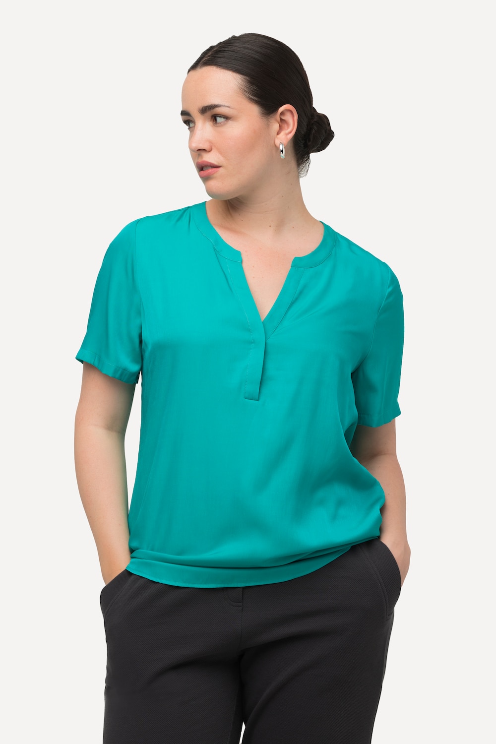 Große Größen Bluse, Damen, türkis, Größe: 58/60, Viskose/Polyester, Ulla Popken von Ulla Popken