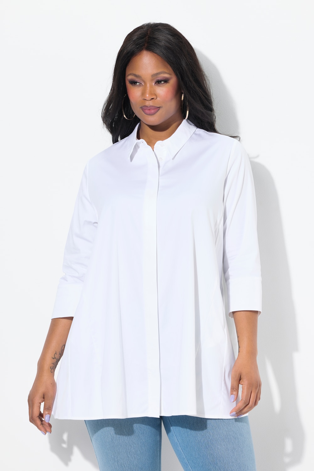 Große Größen Bluse, Damen, weiß, Größe: 42/44, Baumwolle/Synthetische Fasern, Ulla Popken von Ulla Popken