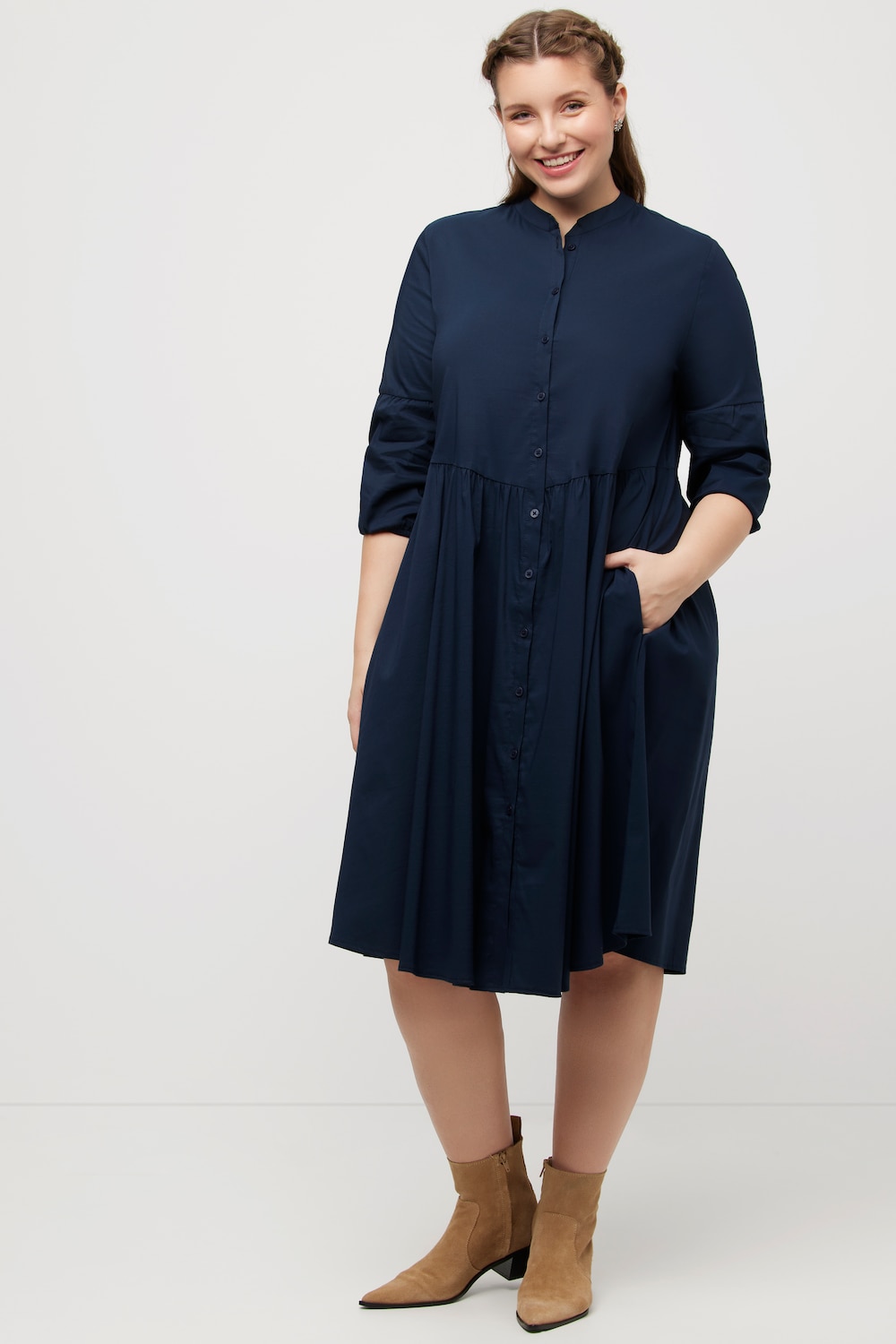 Große Größen Blusenkleid, Damen, blau, Größe: 46/48, Baumwolle/Synthetische Fasern, Ulla Popken von Ulla Popken