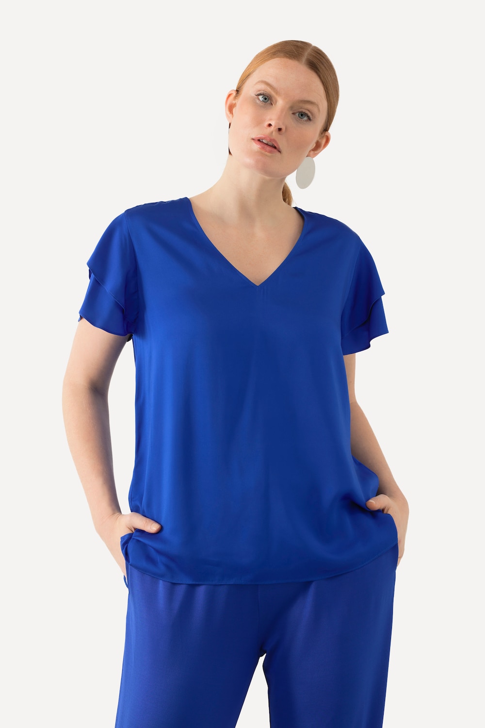 Große Größen Blusenshirt, Damen, blau, Größe: 58/60, Viskose, Ulla Popken von Ulla Popken