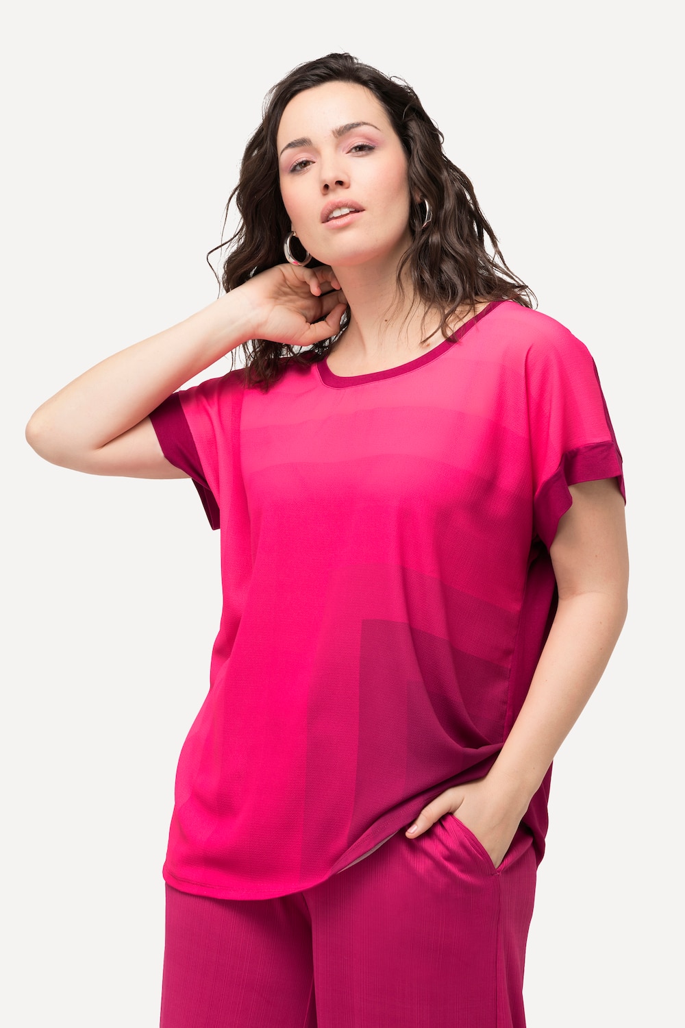 Große Größen Blusenshirt, Damen, rosa, Größe: 58/60, Polyester/Viskose, Ulla Popken von Ulla Popken