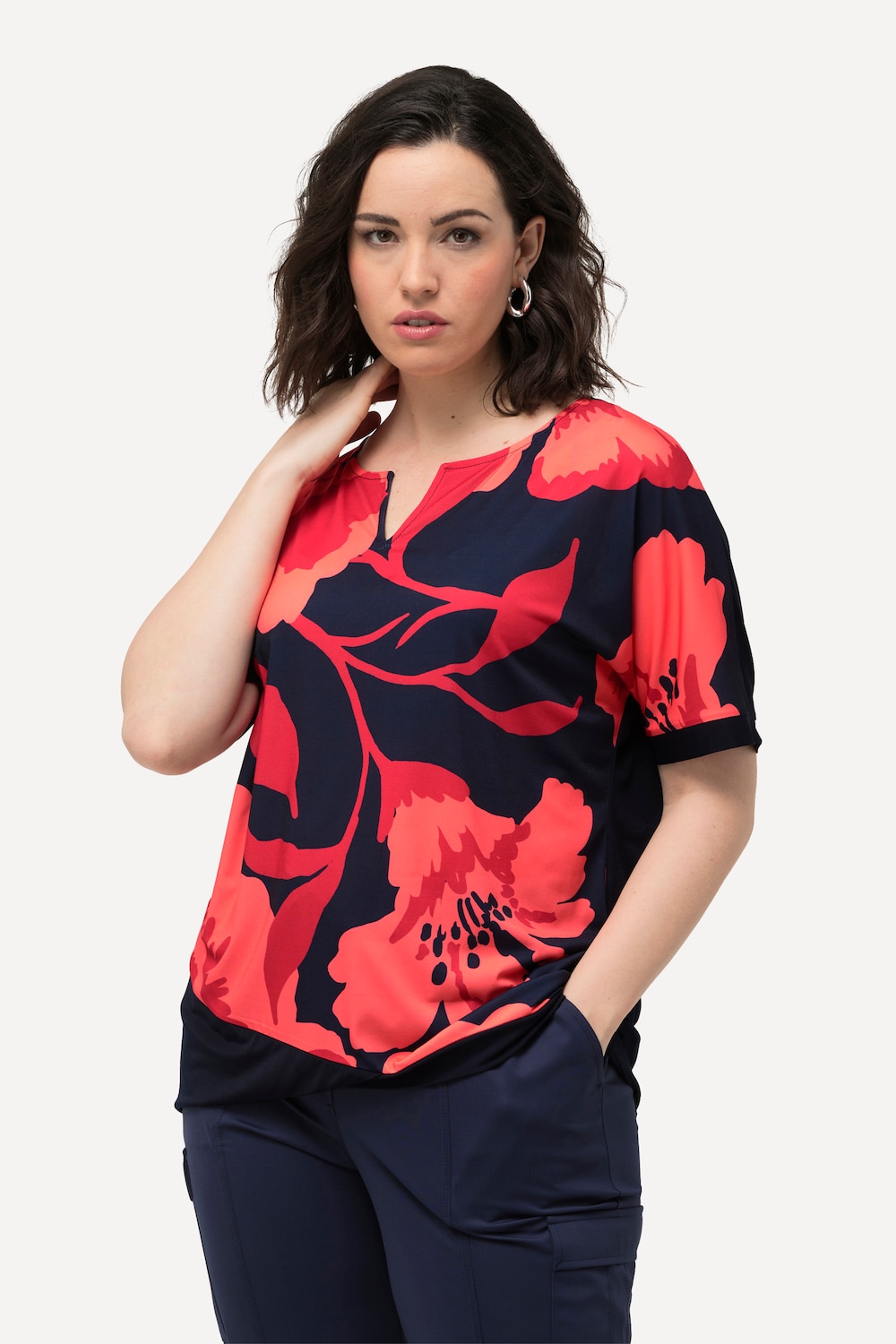 Große Größen Blusenshirt, Damen, rot, Größe: 62/64, Polyester, Ulla Popken von Ulla Popken