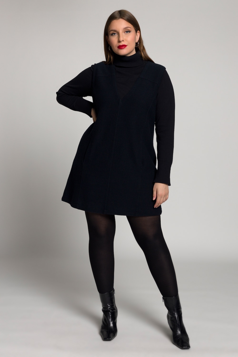 Große Größen Boiled-Wool-Kleid, Damen, schwarz, Größe: 46/48, Wolle, Ulla Popken von Ulla Popken