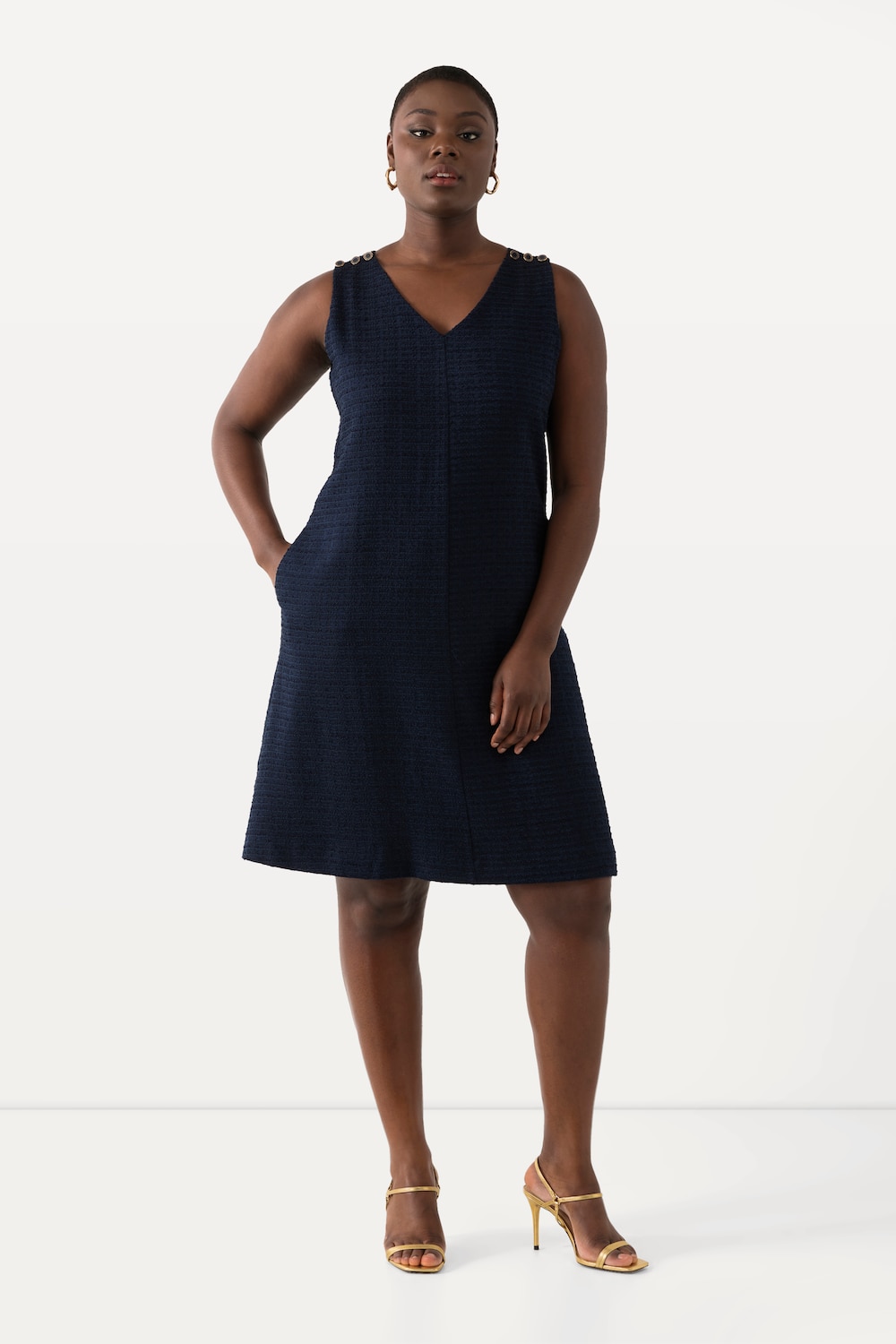 Große Größen Bouclé-Kleid, Damen, blau, Größe: 46/48, Polyester/Viskose/Baumwolle, Ulla Popken von Ulla Popken