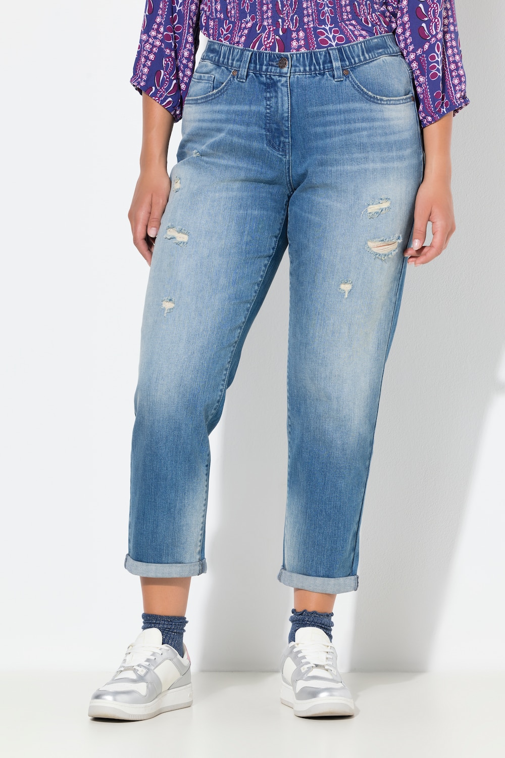 Große Größen Boyfriend-Jeans, Damen, blau, Größe: 42, Baumwolle, Ulla Popken von Ulla Popken