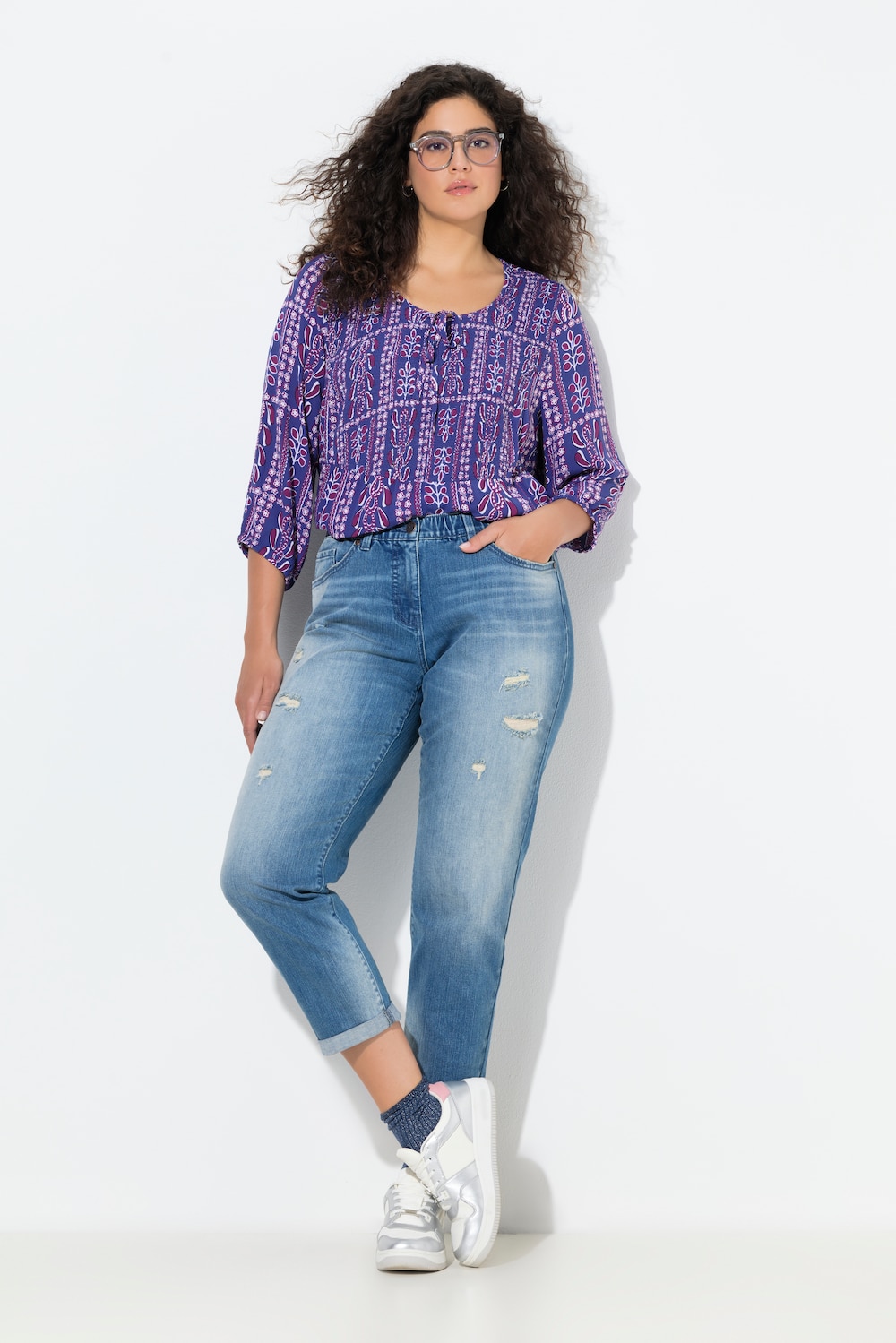 Große Größen Boyfriend-Jeans, Damen, blau, Größe: 44, Baumwolle, Ulla Popken von Ulla Popken