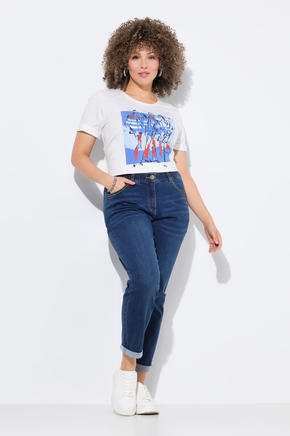 Große Größen Boyfriend-Jeans, Damen, blau, Größe: 52, Baumwolle, Ulla Popken von Ulla Popken