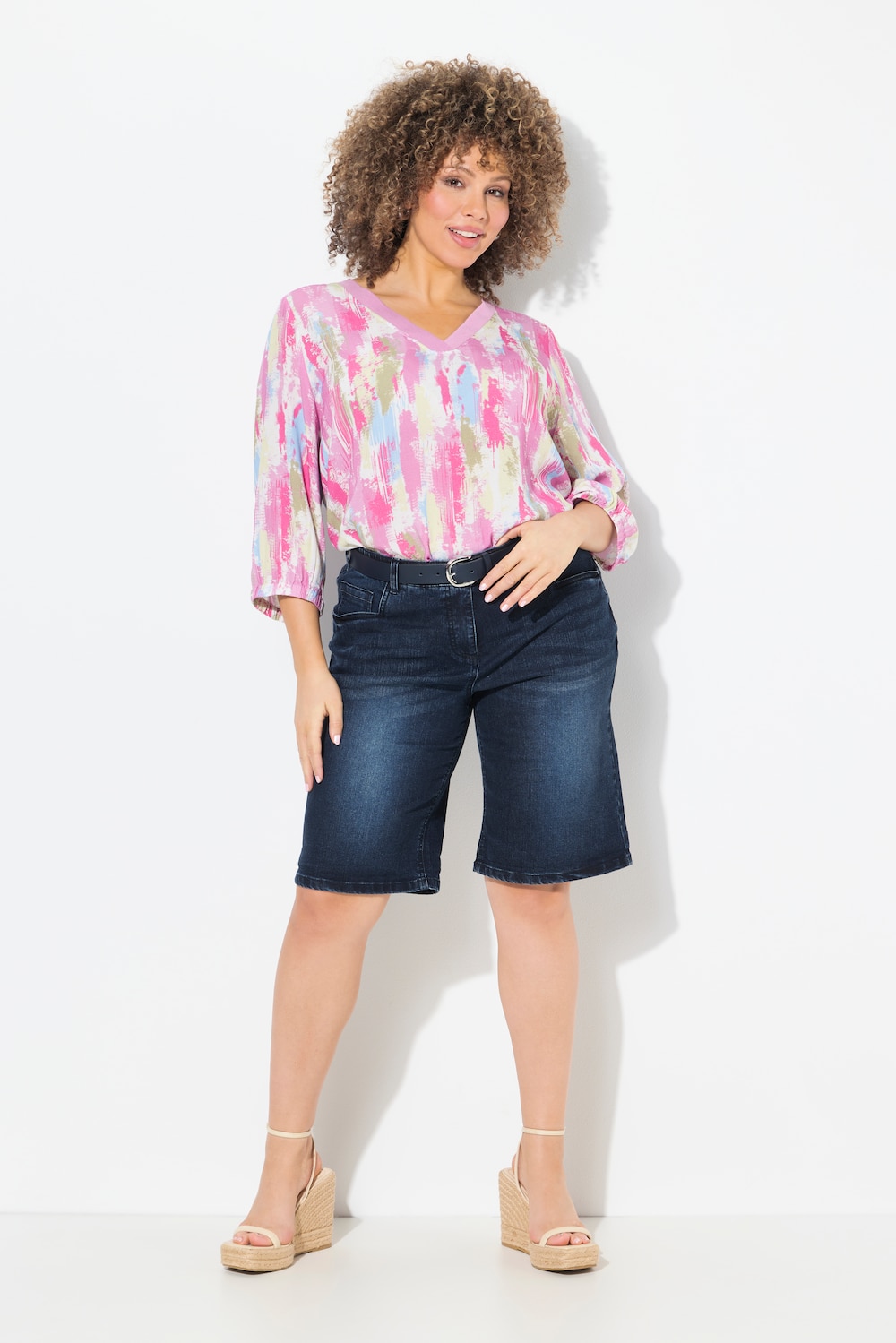Große Größen Boyfriend-Jeansbermuda, Damen, blau, Größe: 58, Baumwolle/Polyester/Viskose, Ulla Popken von Ulla Popken