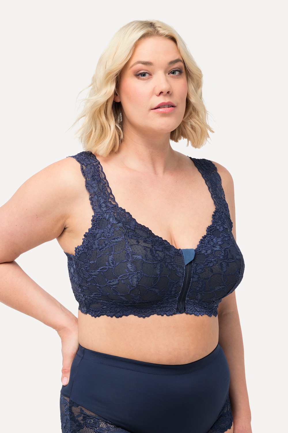 Große Größen Bralette, Damen, blau, Größe: 100D, Baumwolle/Synthetische Fasern/Elasthan, Ulla Popken von Ulla Popken