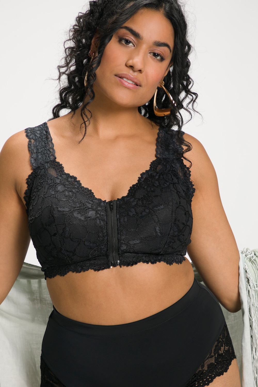 Große Größen Bralette, Damen, schwarz, Größe: 110B, Baumwolle/Synthetische Fasern/Elasthan, Ulla Popken von Ulla Popken