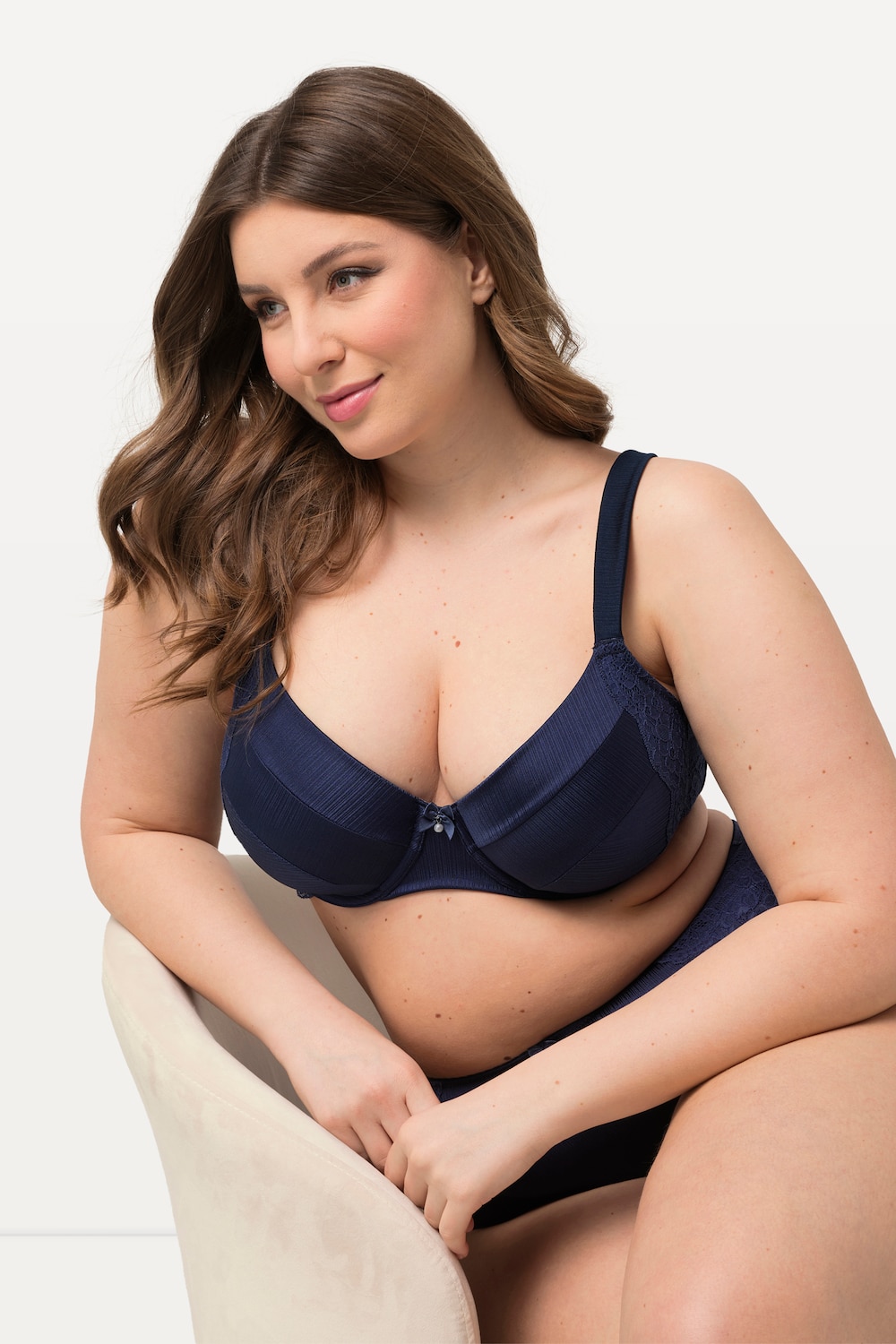 Große Größen Bügel-BH, Damen, blau, Größe: 110D, Polyester/Synthetische Fasern/Elasthan, Ulla Popken von Ulla Popken