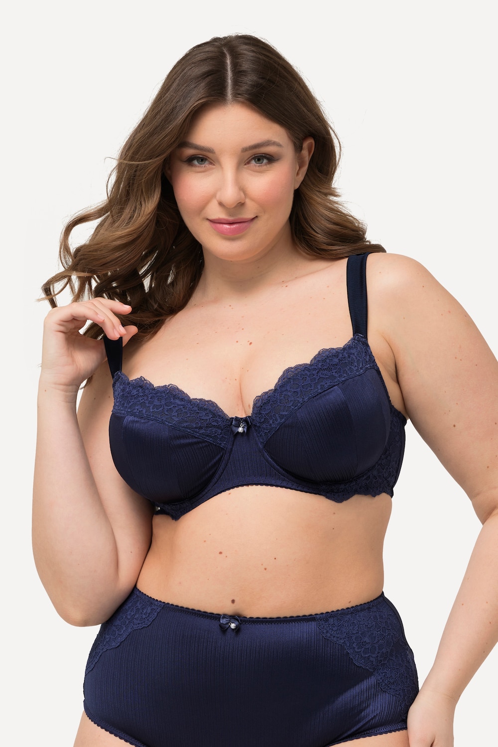 Große Größen Bügel-BH, Damen, blau, Größe: 85E, Polyester/Synthetische Fasern/Elasthan, Ulla Popken von Ulla Popken