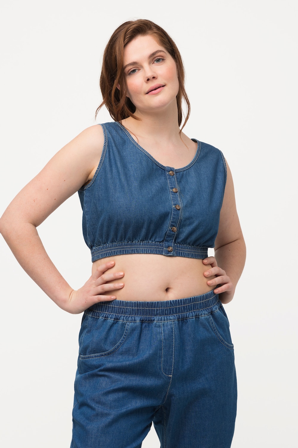 Große Größen Bustier, Damen, blau, Größe: 50/52, Baumwolle, Ulla Popken von Ulla Popken