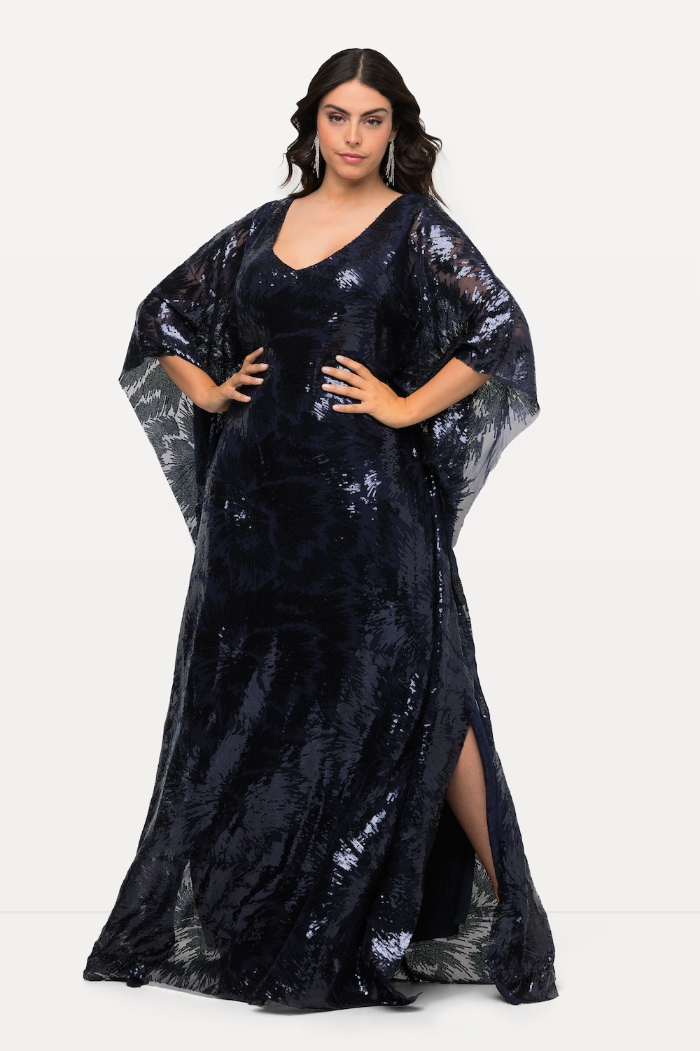 Große Größen Cape-Kleid, Damen, blau, Größe: 42/44, Polyester/Viskose, Ulla Popken von Ulla Popken