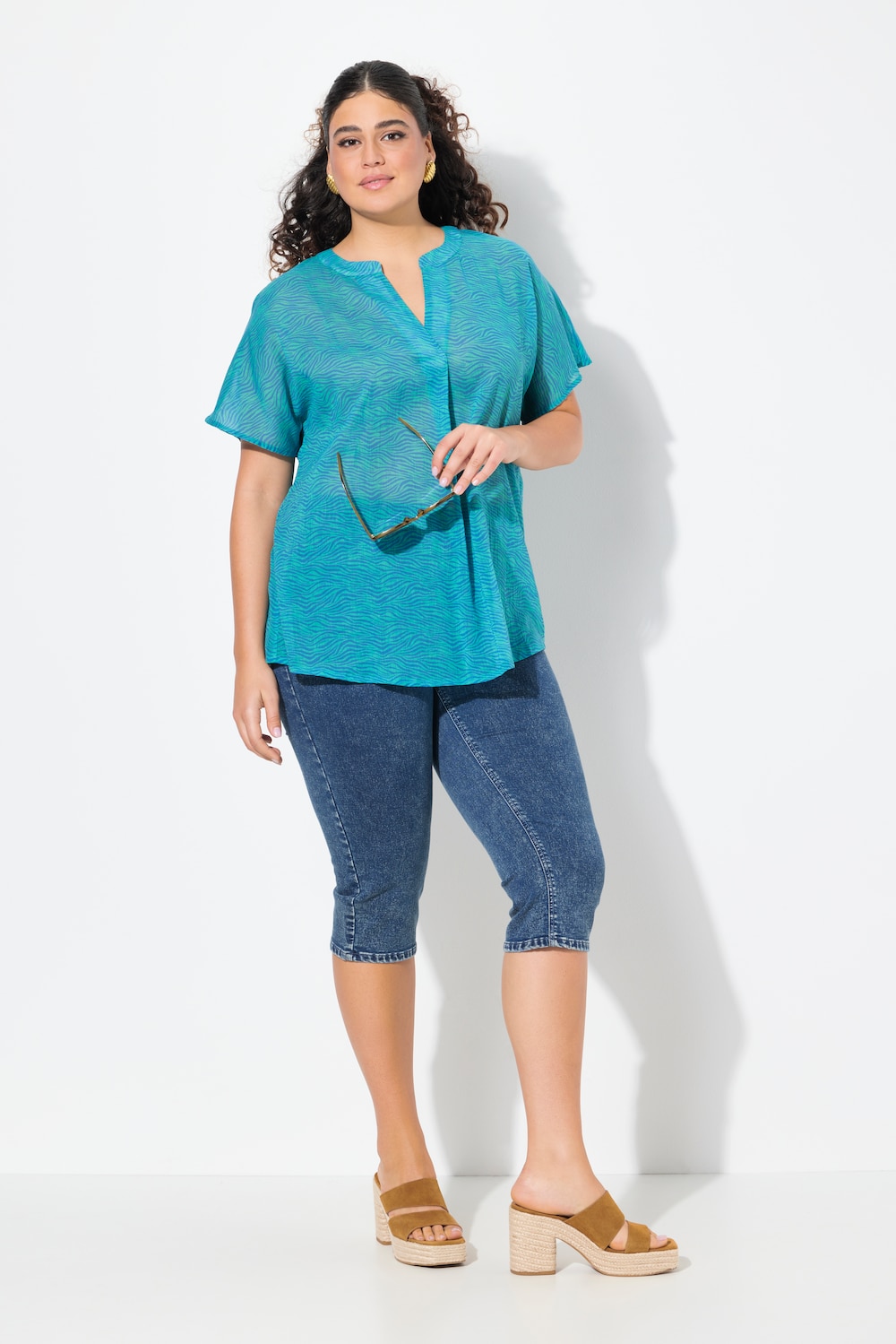 Große Größen Capri Sarah, Damen, blau, Größe: 50, Baumwolle/Polyester, Ulla Popken Große Größen Capri Sarah, Damen, blau, Größe: 50, Baumwolle/Polyester, Ulla Popken von Ulla Popken