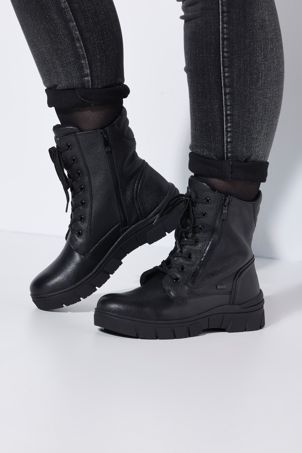 Große Größen Caprice Leder-Funktionsstiefeletten, Damen, schwarz, Größe: 41, Sonstige/Leder, Ulla Popken von Ulla Popken