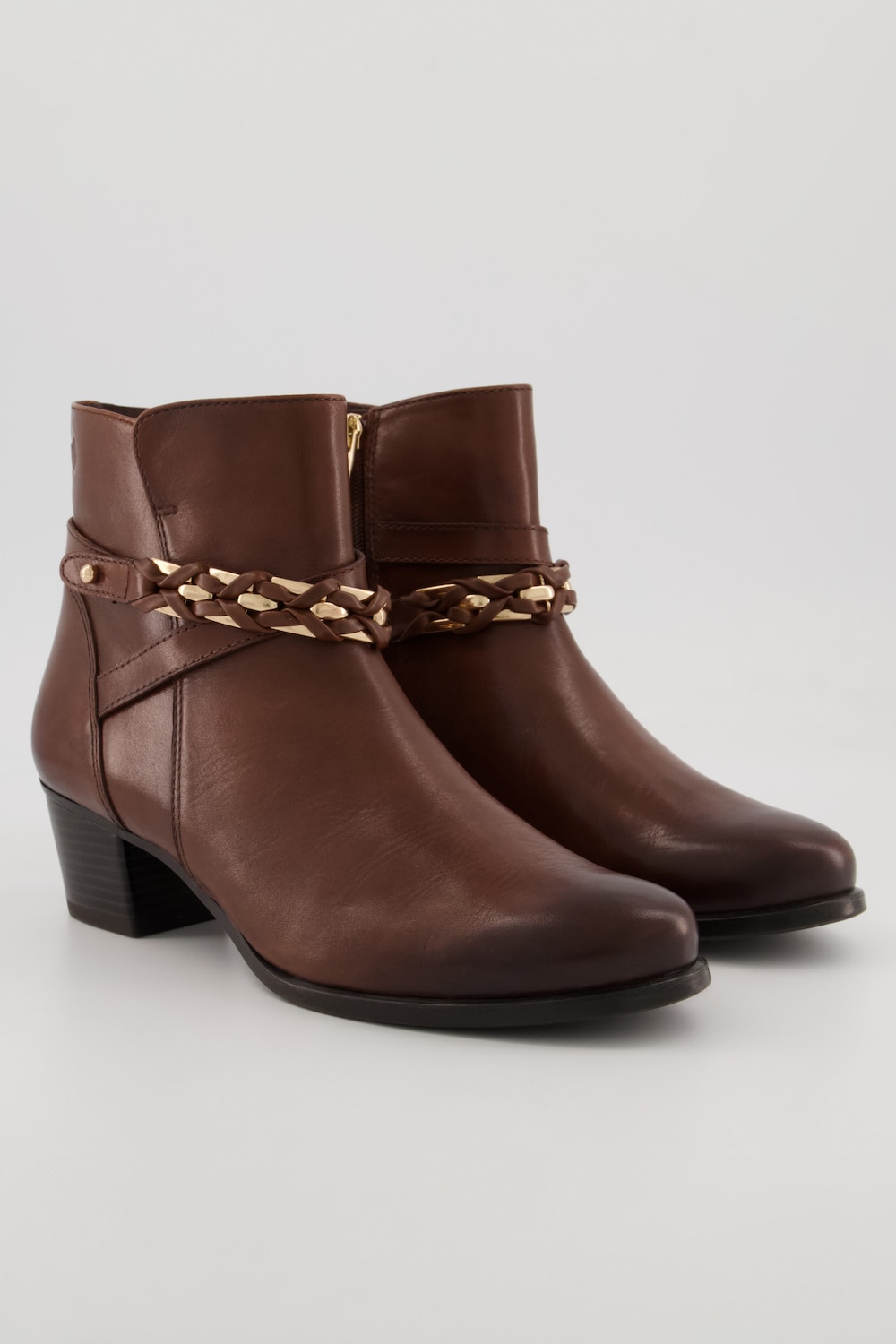 Große Größen Caprice Leder-Stiefeletten, Damen, beige, Größe: 41, Sonstige/Leder, Ulla Popken von Ulla Popken